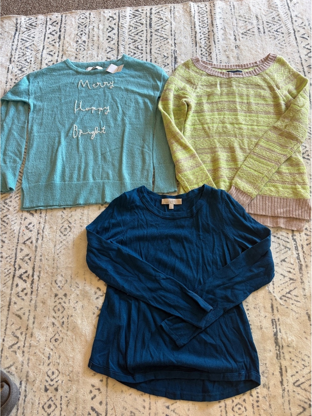 LOFT Women's Long Sleeve Sweaters Bundle - Blue, Green, Aqua